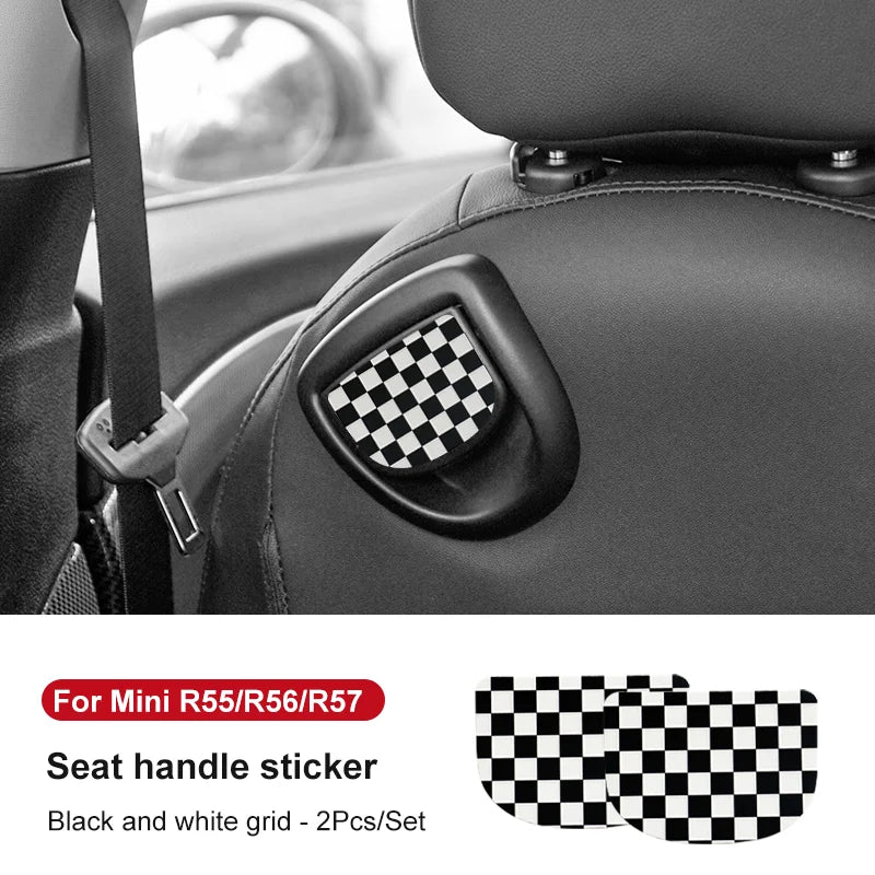 Leather Car Rear Seat Back Handle Decal Cover Protective Sticker For Mini Cooper R56 R55 F56 F57 Interior Decorative Accessories