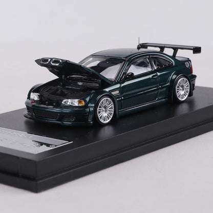 MJ MODEL 1:64 M3 E46 GTR Alloy Model Car can open the hood