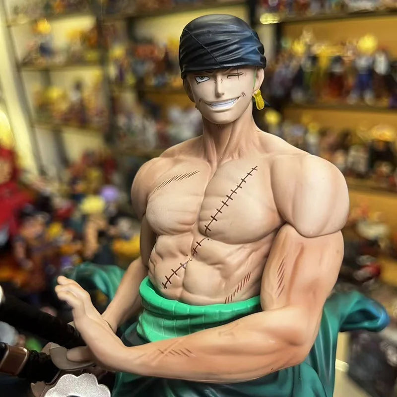 One Piece Roronoa Zoro 28cm Golden Mountain Draw Sword Gk Statue Anime Figure Collection Ornament Trendy Gift For Anime Fans