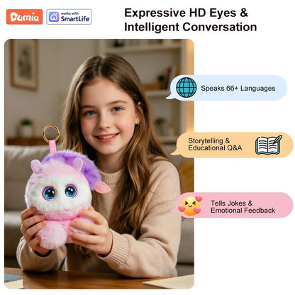 DBS Smart AI Plush Robot w/LED Eyes & Voice Control Interactive Smart Toy USB Rechargeable Companion for Kids Gifts/Smart Home