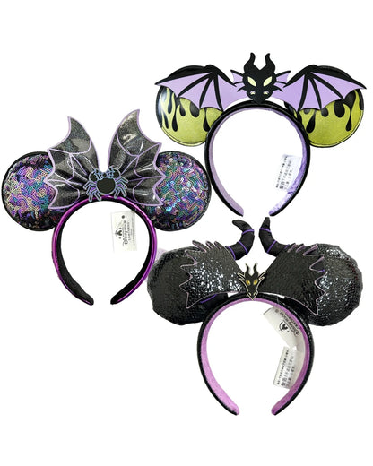 Halloween Minnie Mouse Ear Headband Adults/Child Disneyland Spider Bat PU Leather Bow Ear Women Christmas Gifts
