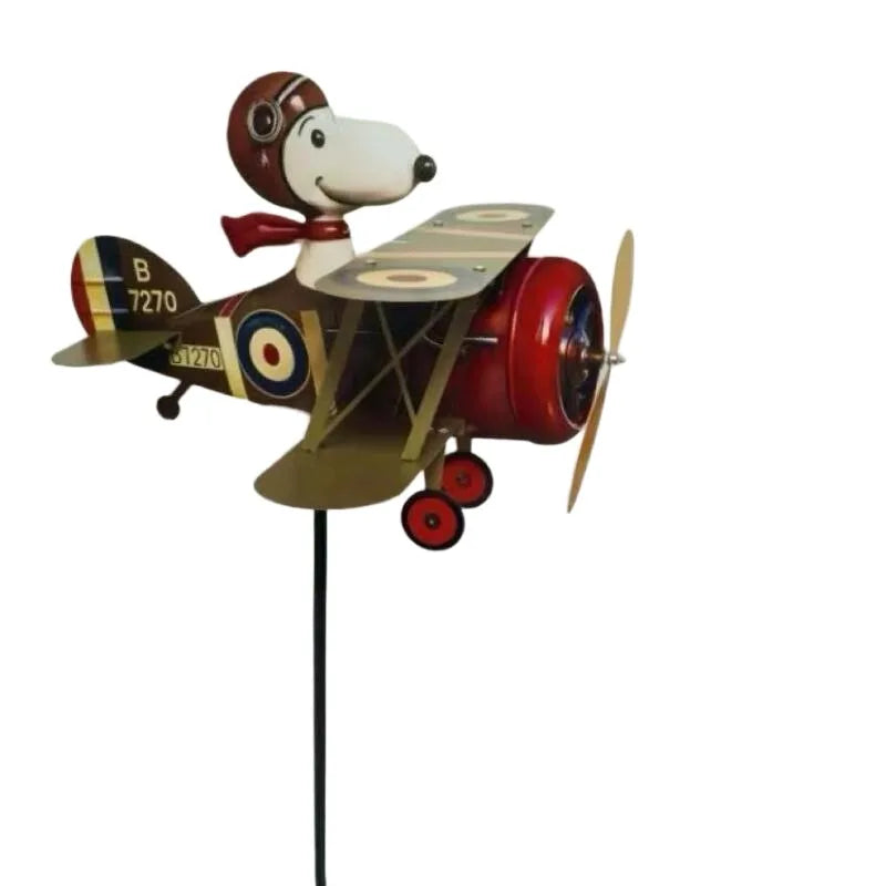 Snoopy Garden Windmill Ornament Metal Lawn Yard Decoration Outdoor Rotating Figurine for Patio Courtyard Landscape Decor