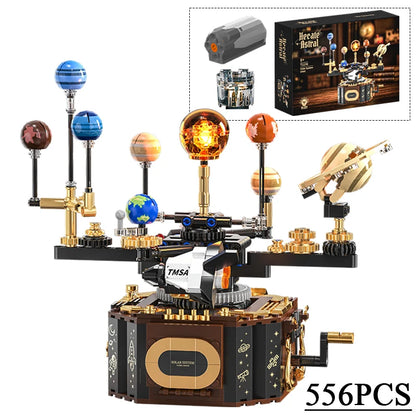 Creative 556Pcs Solar System Orbit Universal Voyage Building Blocks City Mechanical Space Galaxy MOC Bricks Education Toys Gift