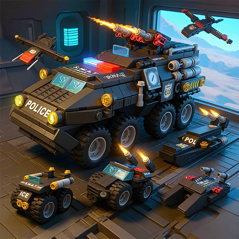 Urban SWAT Armored Vehicle Building Blocks Military Tank Police Car Construction Set Boys DIY Toys Christmas Birthday Gift