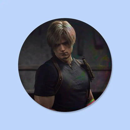 Game Resident Evil Cartoon Leon Kennedy Badges 25 32 44 58 75 Mm Round Cosplay Pin Bag Decor Friends Gifts Brooch Souvenir