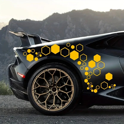 52pcs Honeycomb Auto Vinyl Decals Large and Small Combination Hexagonal Stickers DIY Car Body Cool Styling Open Style Decoration