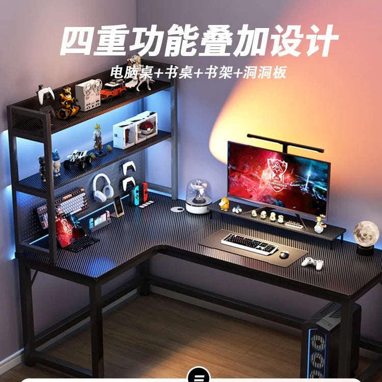 Modern Corner Computer Desk L-shaped Desktop Home E-sports Table Game Desk Bookshelf Bedroom Study Table Office Desk Chair