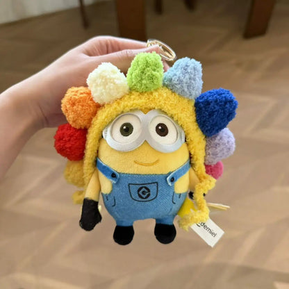 Genuine Cute Little Yellow Minion Bob Backpack Pendant Cartoon Plush Doll Keychain Bag Doll Decoration Birthday Gift