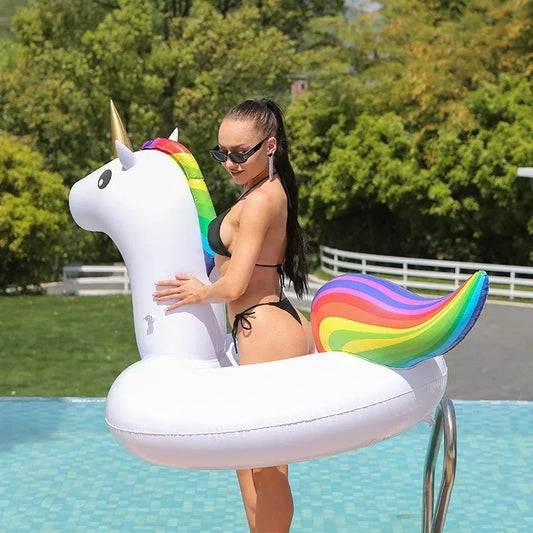 Large Unicorn Inflatable Toys Summer Pool Swimming Ring PVC Thickened  Air Beach Party Inflatable Water Toys for Kids Adults