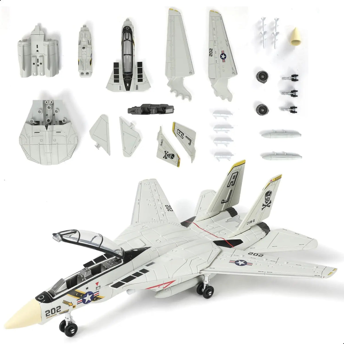 1:72 Scale F-14 Tomcat Fighter Jet Quick Build Model Kit Plastic Millitary F14 Airplane Assembly Aircraft Model with Stand Gift