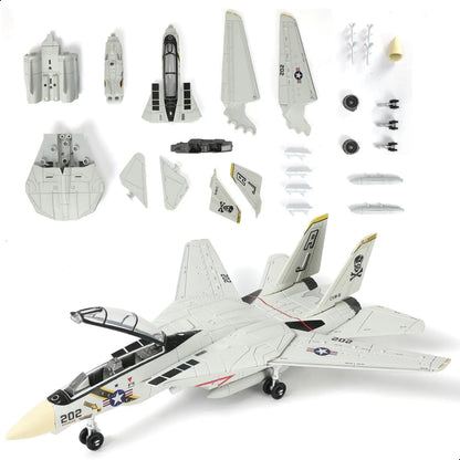 1:72 Scale F-14 Tomcat Fighter Jet Quick Build Model Kit Plastic Millitary F14 Airplane Assembly Aircraft Model with Stand Gift