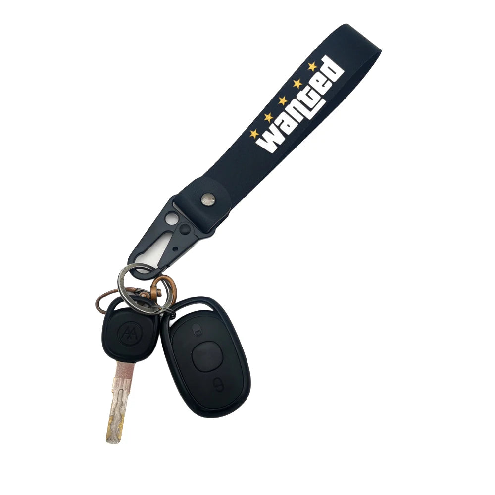 JDM Style Car Keychain Hokkaido Gift Keyring Auto Motorcycle Wanted Key Steel Spring Clip Key Starp Key Pendant Accessories