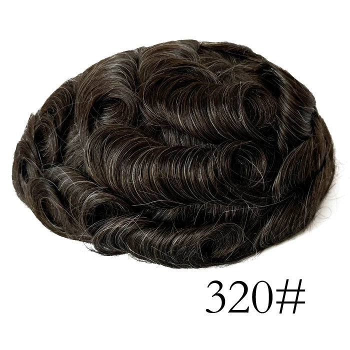 0.08mm Thickness PU Poly Base Double Knotted Toupee Human Hair Durable Time Long Lifespan Men's Capillary Prothesis