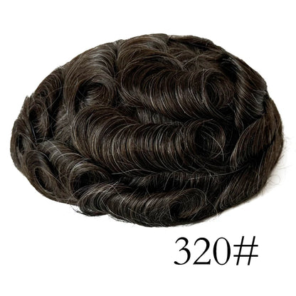 0.08mm Thickness PU Poly Base Double Knotted Toupee Human Hair Durable Time Long Lifespan Men's Capillary Prothesis