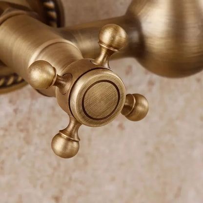 Wall Mounted Two Handles Antique Brass Finish Kitchen Sink Bathroom Basin Faucet Mixer Tap GZ8118