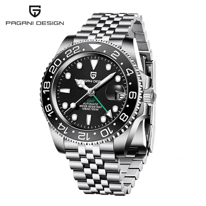 PAGANI DESIGN New Men Watch GMT Mechanical Wristwatch 40mm Automatic Watch Stainless Steel Waterproof Business Watches for Man