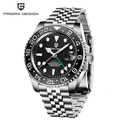 PAGANI DESIGN New Men Watch GMT Mechanical Wristwatch 40mm Automatic Watch Stainless Steel Waterproof Business Watches for Man