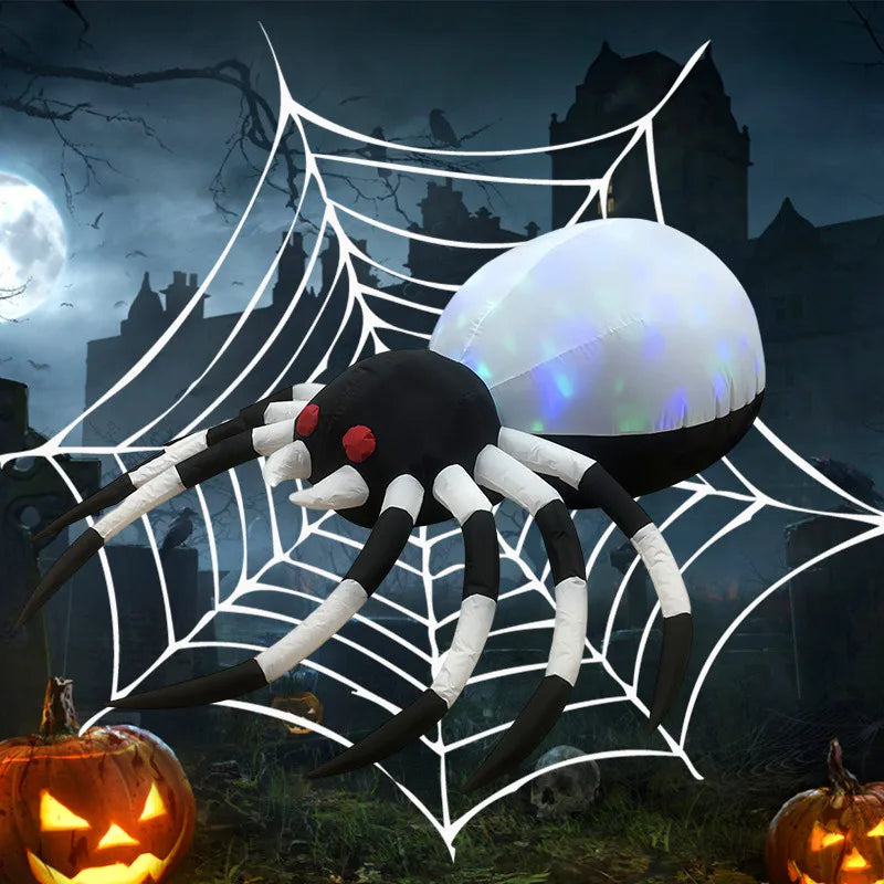 Giant Spider Halloween Inflatable Decoration Toy LED Lights Thriller 6FT Halloween Festival Decoration Outdoor Garden Props