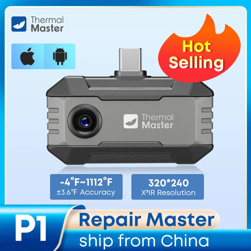 (for iPhone&Android) P1 Android Thermal Camera for iPhone 320*240 X³IR Resolution 600℃ 25Hz HVAC House Inspection Camera