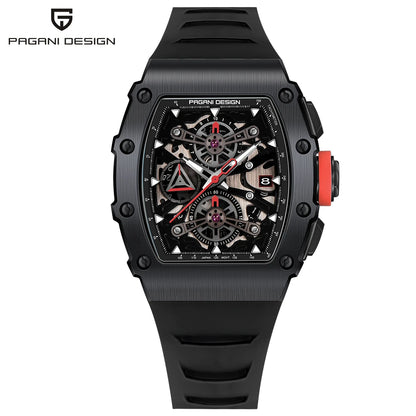 PAGANI DESIGN Wine Barrel Hollow out Men's Time Watch Top Sapphire Stainless Steel Men's Multi Functional Sports Watch