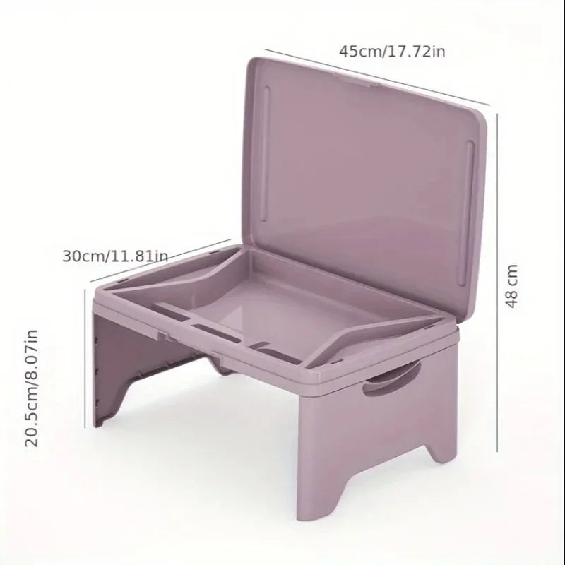 Folding Lap Desk with Storage Dividers - Sturdy Laptop Tray & Serving Desk, Portable Bed Table with Organizer Compartments