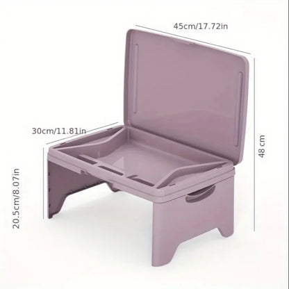 Folding Lap Desk with Storage Dividers - Sturdy Laptop Tray & Serving Desk, Portable Bed Table with Organizer Compartments