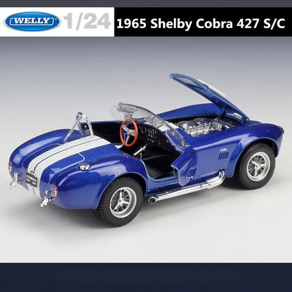 WELLY 1:24 1965 Shelby Cobra 427 S/C Alloy Sports Car Model Diecast Metal Classic Racing Car Vehicles Model Simulation Kids Gift