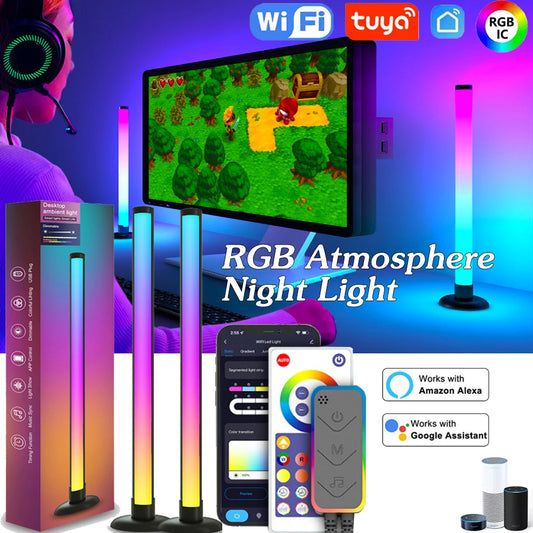 Tuya Wifi RGB Atmosphere Night Light LED Music Rhythm Atmosphere Pickup Lamp APP Remote Bluetooth Control Light Game Festival