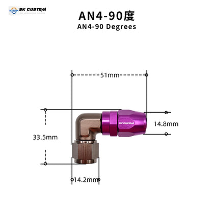 Universal Oil Pipe Female Forged Hose End Fitting Wire Braided Oil Tube Adapter Oil Radiator Fitting Aluminum Alloy AN6 AN8 AN10