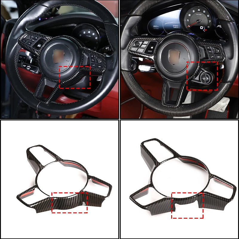 For Porsche Macan Cayenne Panamera 718 911 918 ABS Matt Black Texture Interior Steering Wheel Cover Trim Interior Accessories
