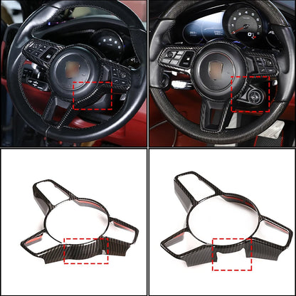 For Porsche Macan Cayenne Panamera 718 911 918 ABS Matt Black Texture Interior Steering Wheel Cover Trim Interior Accessories