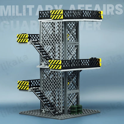 MOC Military Guard Tower Building Blocks Toy DIY Construction Blocks Toys for Boys Kids Gifts Compatible with Big Brands Bricks