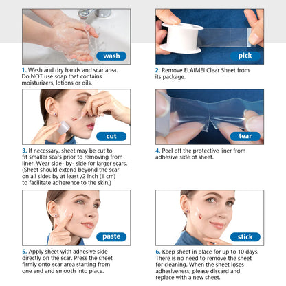 1 Roll Invisible Silicone Scar Sheets , 2.5cm X 150cm Self-Adhesive Scar Cover Tape Skin Care Strips , Transparent Color