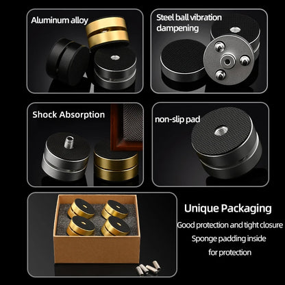 4PCS HiFi Speaker Shock Absorption Feet Spike Aluminum Alloy Steel Ball Anti-shock Absorber Foot Pad Stand Feet Holder