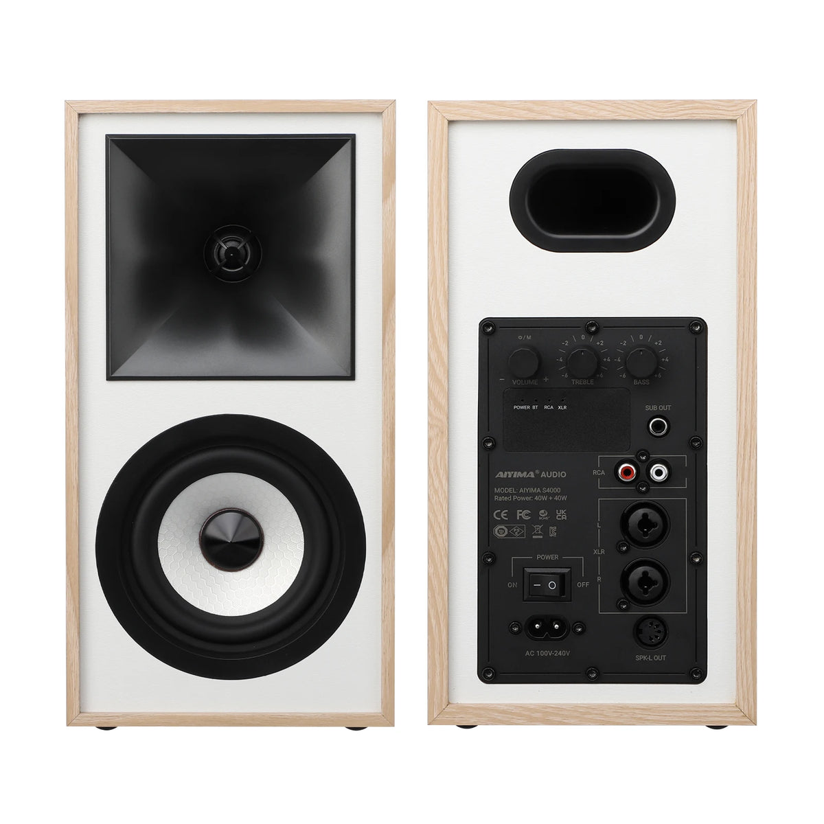AIYIMA S4000 Studio Monitor Speaker 40WX2 Bluetooth 5.0 Balanced RCA/XLR Input Subwoofer Output Wood Active Bookshelf Speakers