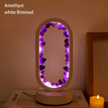 1PC LED Bedside Lamp | Natural Quartz & Amethyst Raw Stone Crystal Lamp | Soothing Night Light for Bedroom & Desk, Christmas Dec