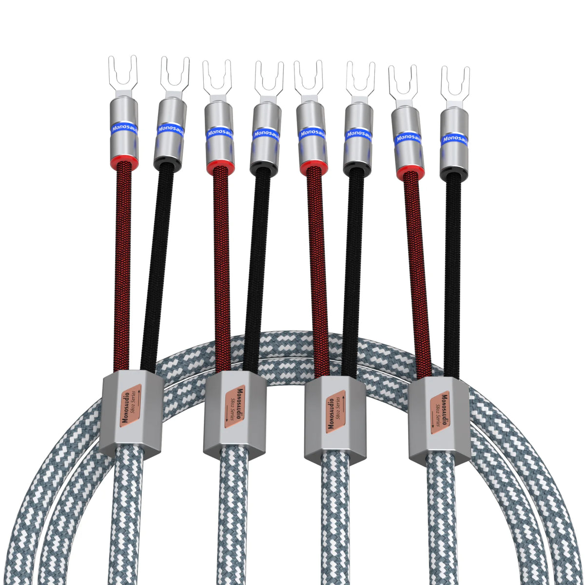 Pair Monosaudio S802 11AWG Speaker Cable Rhodium Plated Y Spade Loudspaker Cable Use for Home Cinema High-end Amplifier Line