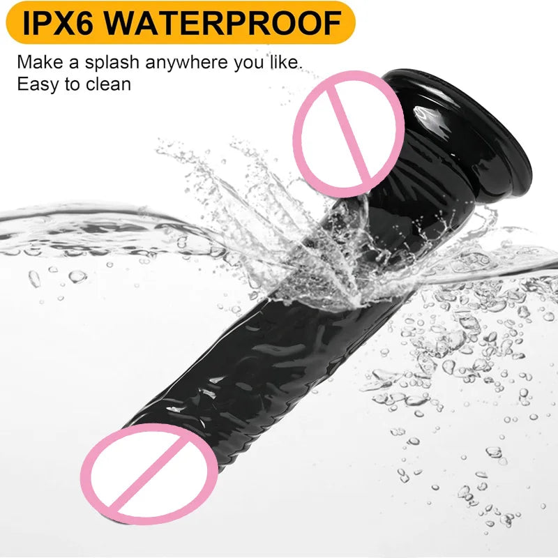 Waterproof  Realistic Black Dildo Masturbators Anal Gay Soft Clitoris Vaginal Massager Penis Suction Cup Dick Sex Toys for Women
