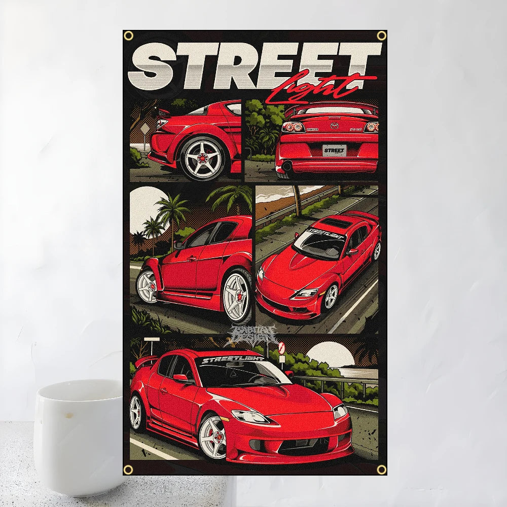 60x90cm 90x150cm Racing JDM Car Art Flag Polyester Printed Banner For Home Decoration