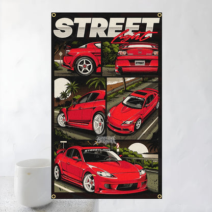 60x90cm 90x150cm Racing JDM Car Art Flag Polyester Printed Banner For Home Decoration