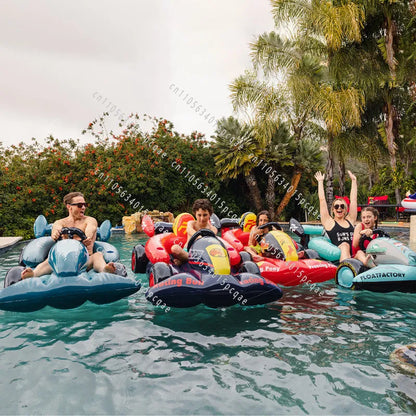 Water Inflatable Sports Car Floating Row Bed Racing Kart Floating Boat Backrest Air Cushion Swimming Pool Party