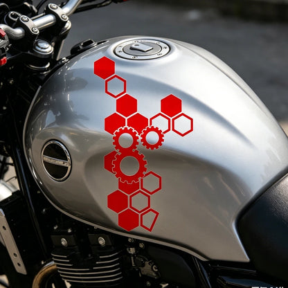 1PC Honeycomb Gear Motorcycle Stickers Motocross Fairing Fuel Tank Scooter Deocr Waterproof DIY Motorcycle Helmet Vinyl Decals