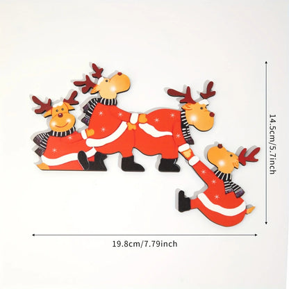 Christmas Door Frame Decoration Santa Claus Wooden Christmas Decorations Happy New Year 2027 Door Frame Trim Wood Xmas Decor