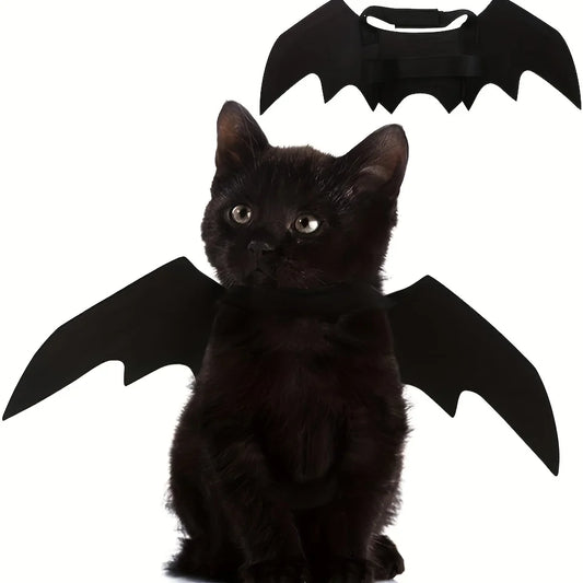 Pet Bat Wings Adjustable Costume, Soft Polyester Material, Cute Cosplay Outfit for Cats Small Dogs Halloween Party