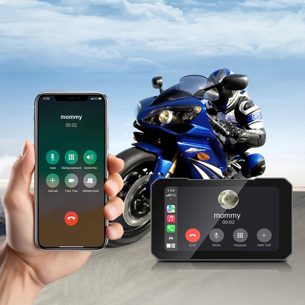 5inch Motorcycle  Screen Moto DVR GPS Navigation Wireless Carplay Android Auto IP67 Waterproof Moto