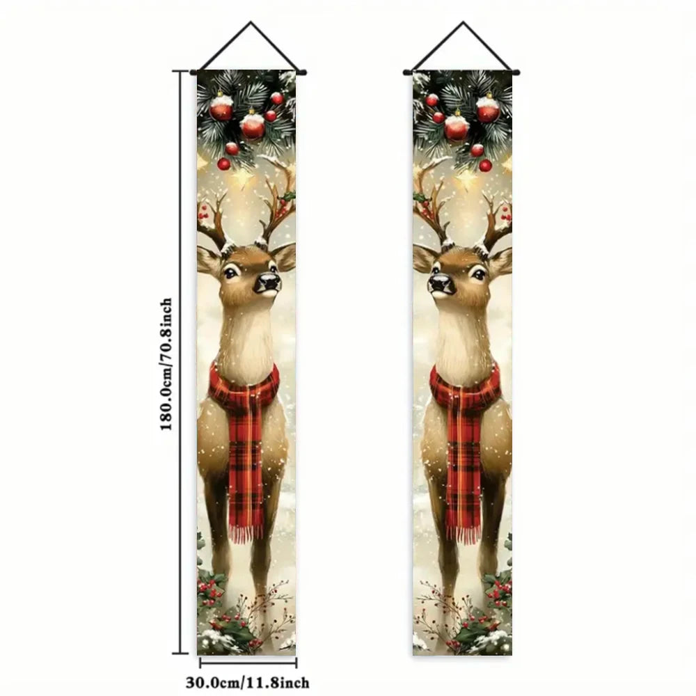 Christmas New Year Decorations Couplet Santa Snowman Door Banner For Home 2025 Xmas Hanging Ornaments Navidad Gift New Year 2026