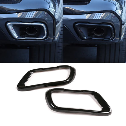 2Pcs Glossy Black Stainless Steel Car Exhaust Muffler Pipe Tip Cover Trim For BMW X5 G05 X6 G06 X7 G07 2019-2025 Accessories ﻿