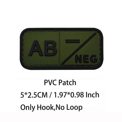 Small Patch with Hook,PVC Blood Type A B AB O POS NEG Emblemen,Patches Military Tactical Badges on Backpack,Outdoor Equipment