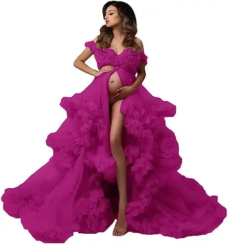 Sexy Maternity Gowns Photoshoot  Ruffles baby shower платье для беременных فساتين حوامل vestidos para embarazadas photoshoot