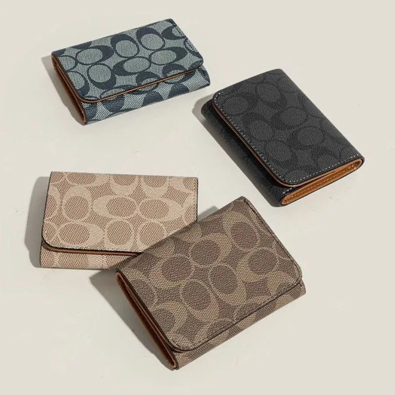 High quality three fold short wallet with PU leather buckle coin wallet, fashionable high-end men's and women's wallet
